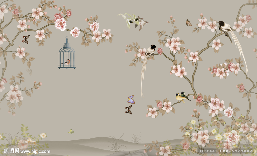 新中式花鸟工笔画