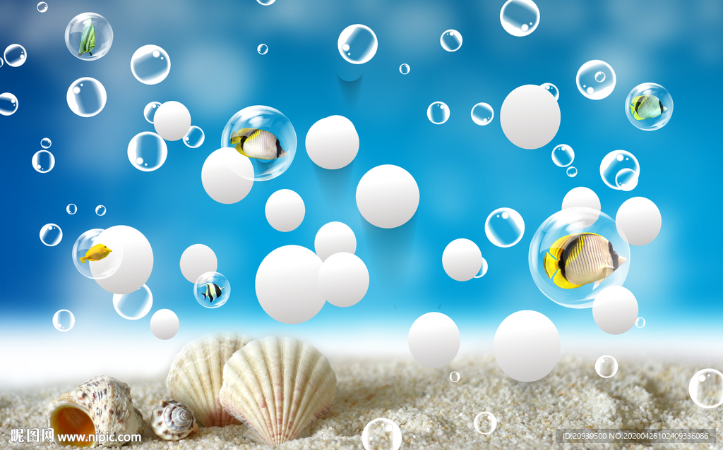 立体圆球海洋背景墙