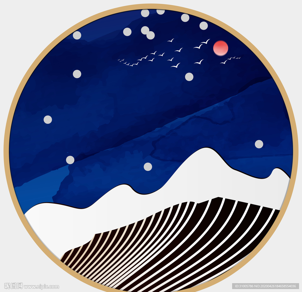 北欧抽象圆形装饰画