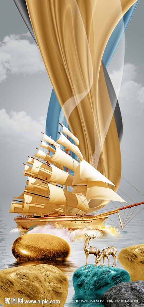 金色丝绸鹅卵石玄关背景墙