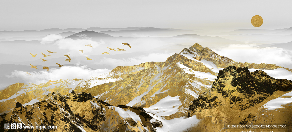 鎏金山水画