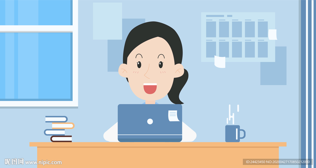 扁平矢量办公室人物卡通插画