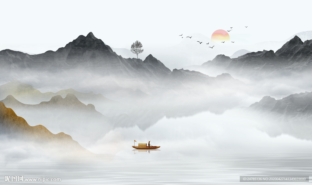 意境水墨山水画