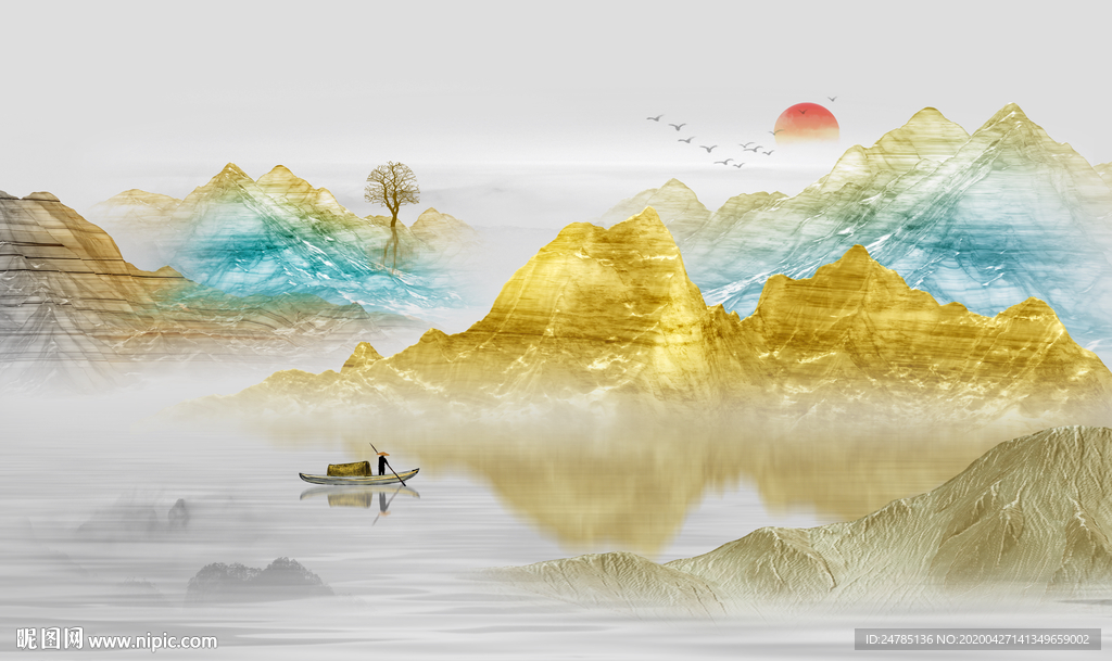 金色山水画