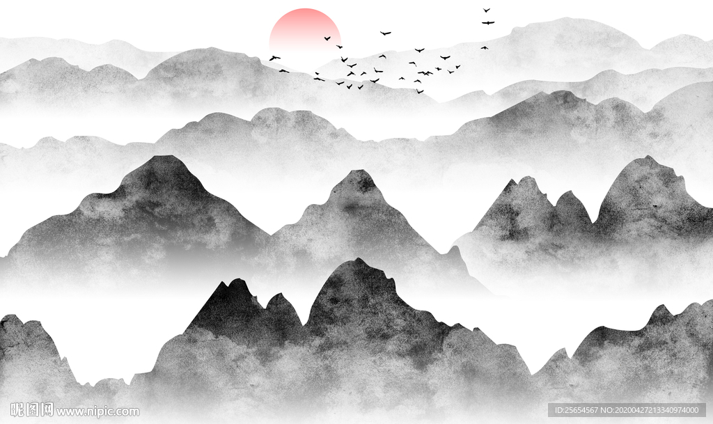 大气山水风景山水背景墙禅意