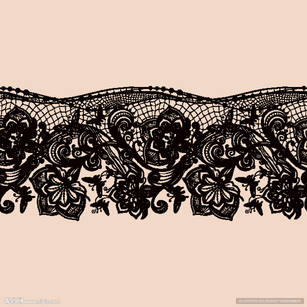 蕾丝花边 水彩画 花纹 边框