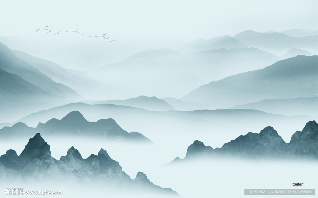 最 新轻奢山水画 tif分层