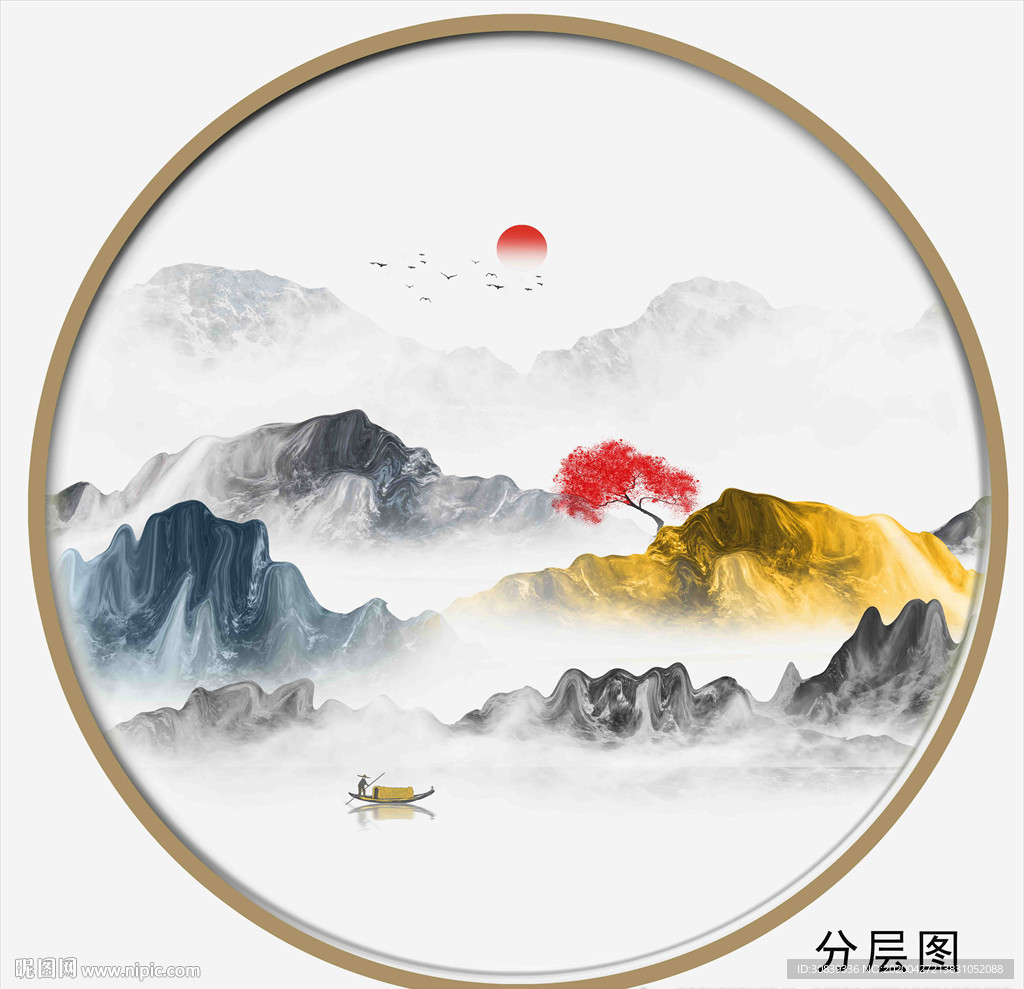 新中式抽象山水画