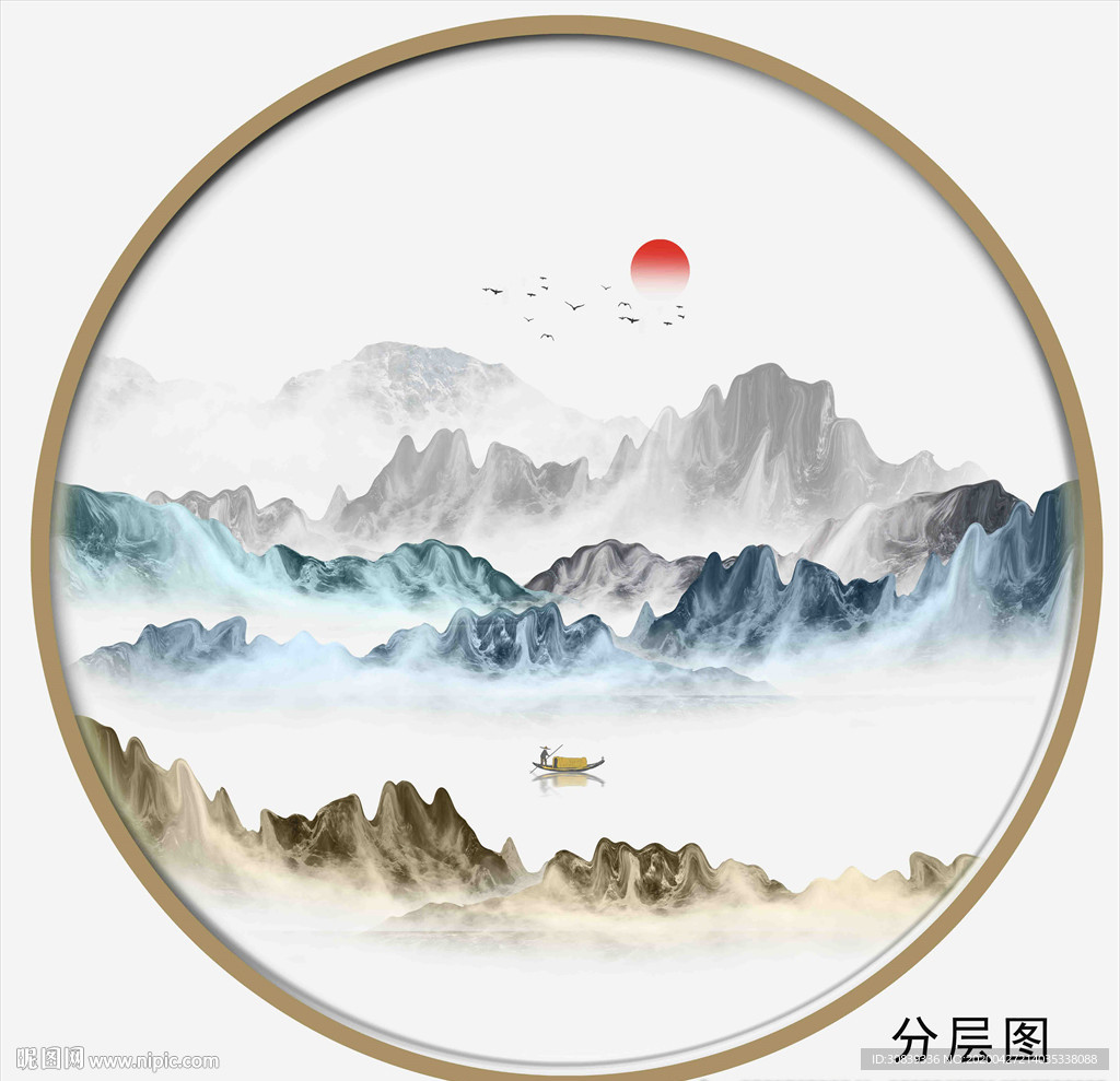 新中式抽象山画