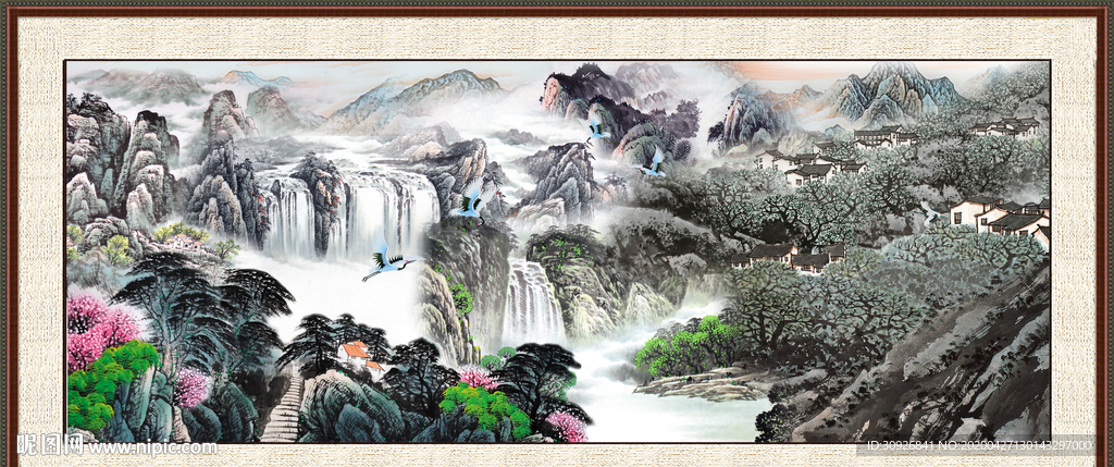 山水瀑布