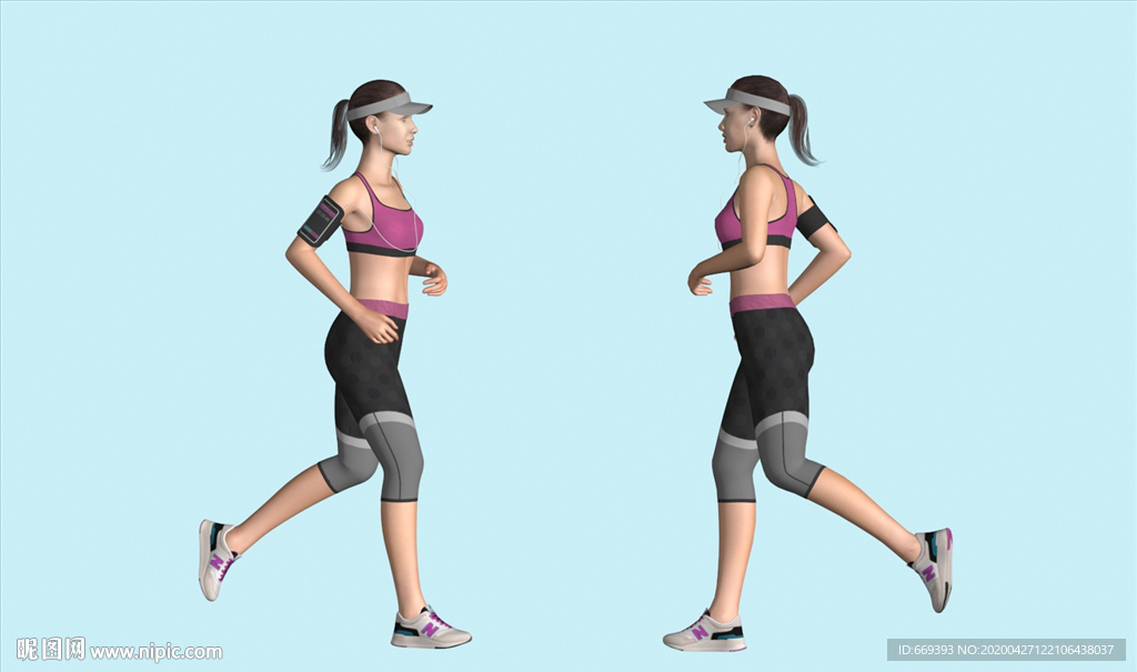 跑步女孩3D模型