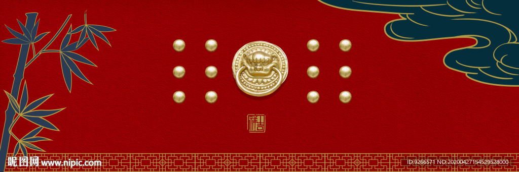 新中式横式花鸟抽象床头装饰画