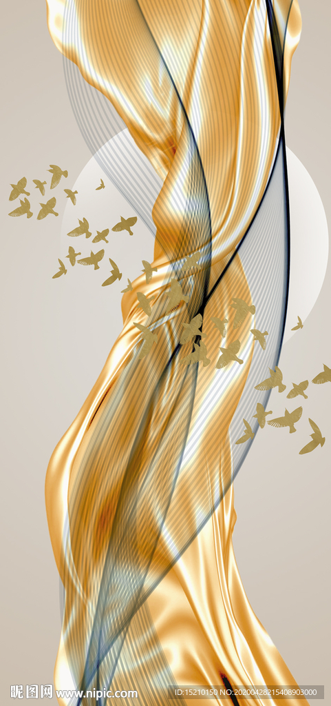 金色丝绸玄关背景墙