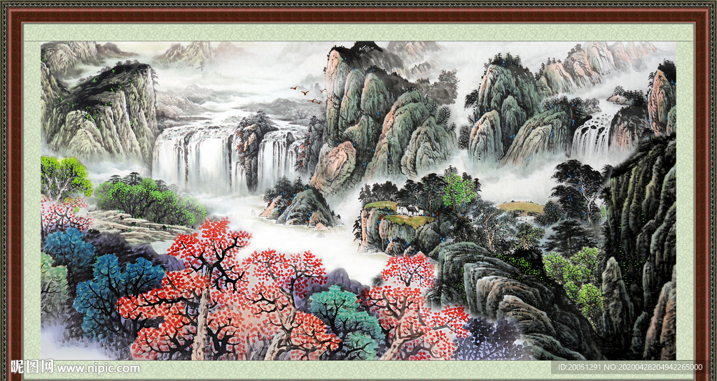 国画瀑布