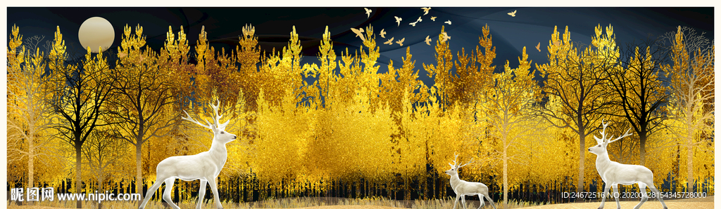 发财鹿 金光大道 金树 杨树