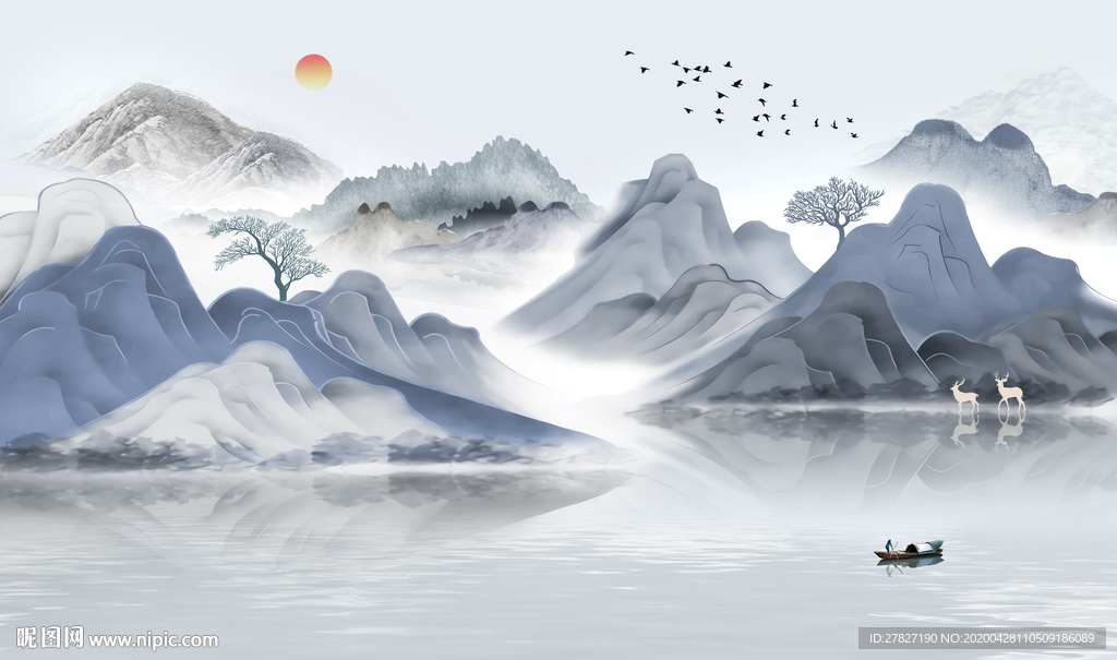 抽象新中式 意境山水 新中式