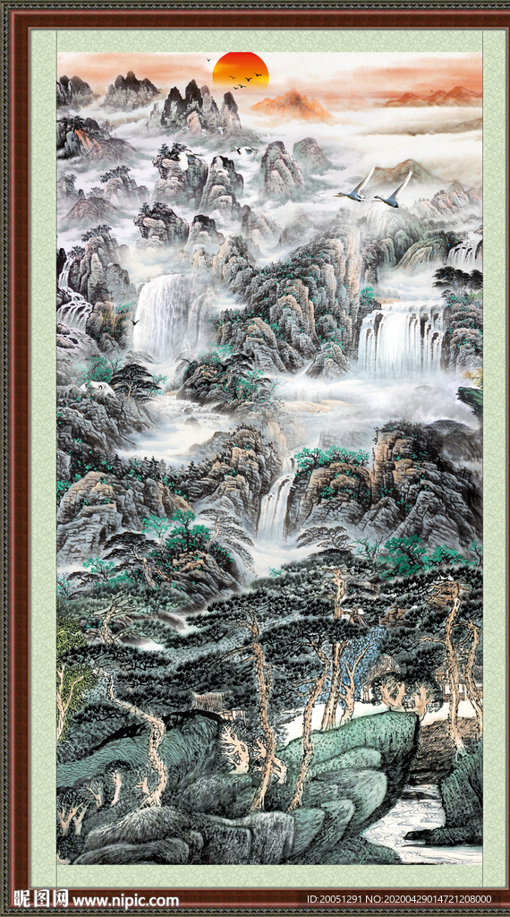国画瀑布