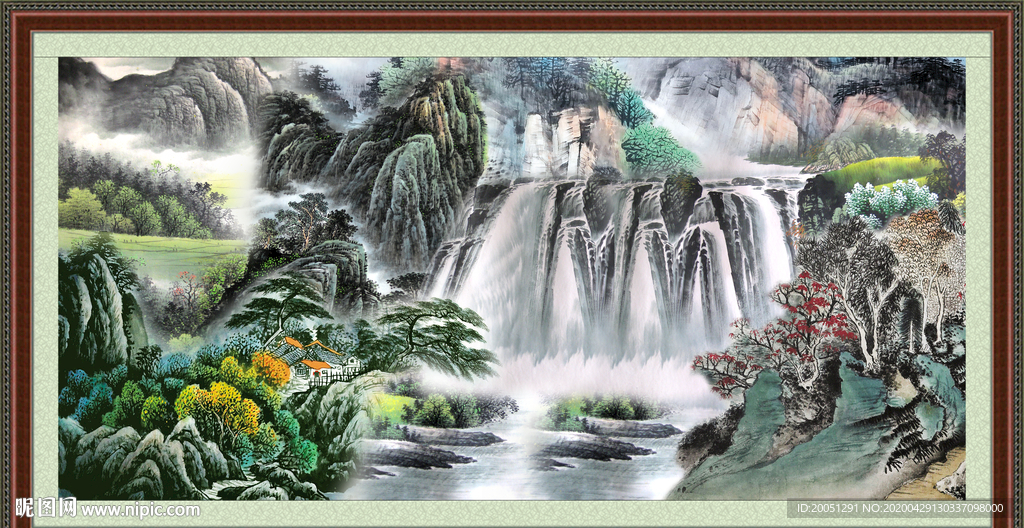 国画瀑布