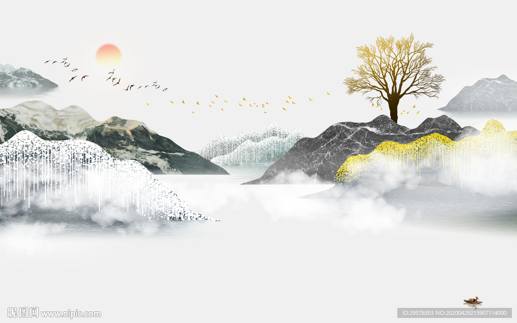 奢华 新山水爆款画 TIF分层