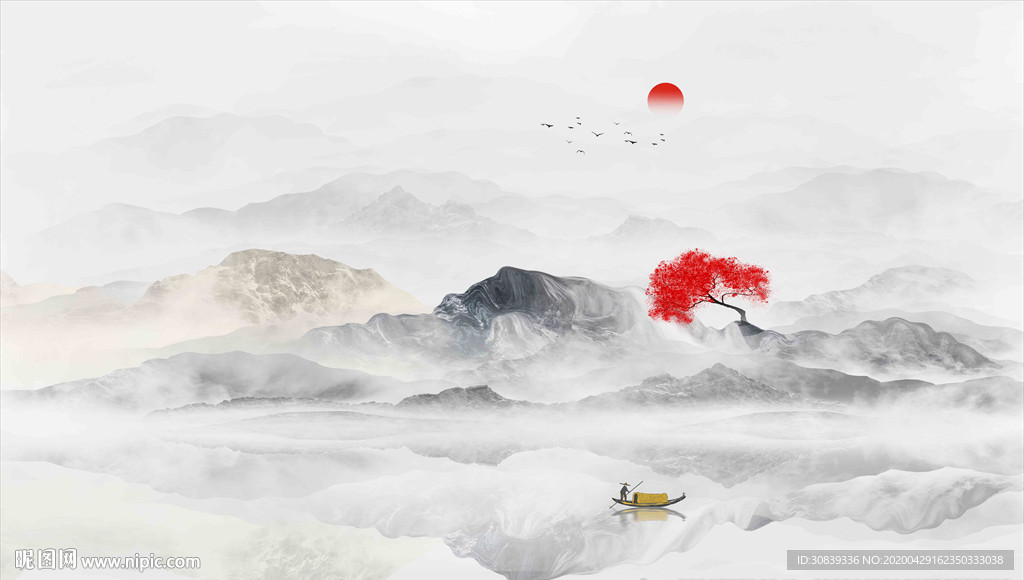 山水山水画水墨背景