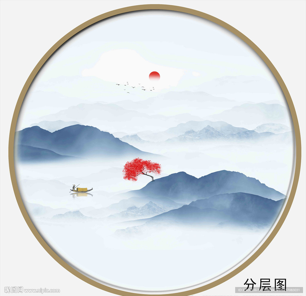 圆形山水画