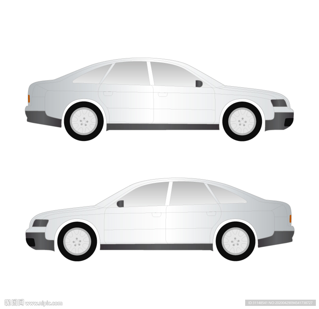 轿车矢量图 车辆识别 白色轿车