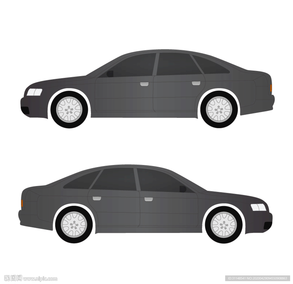 轿车矢量图 车辆识别 黑色轿车