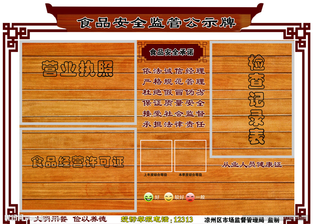 食品安全监管公示牌