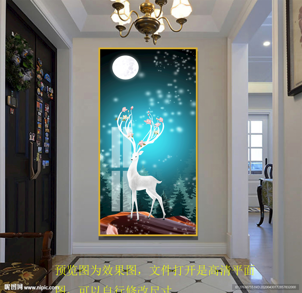 玄关麋鹿装饰画