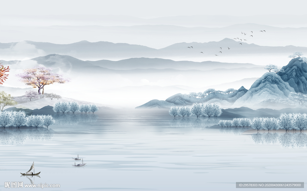 中式新山水爆款画 TIF分层