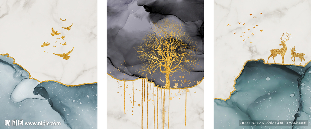 现代轻奢客厅晶瓷画