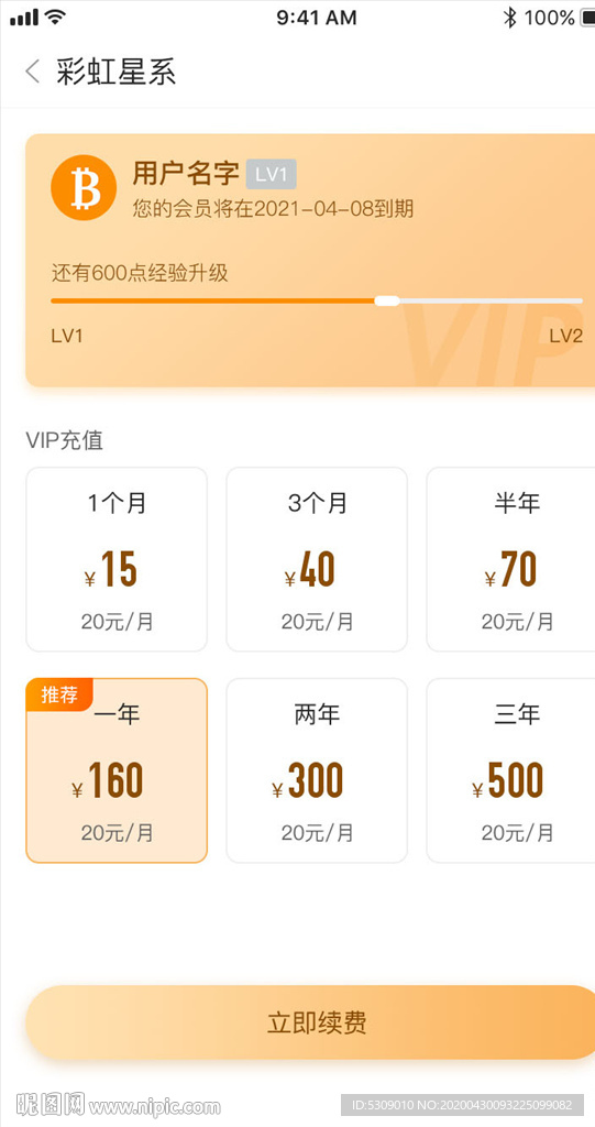 vip充值续费APP源文件UI