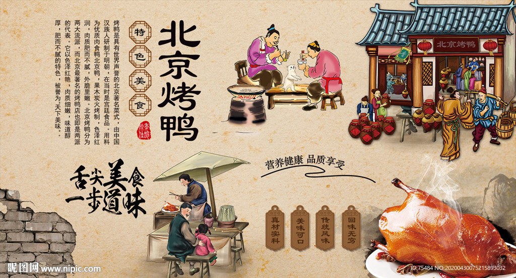 北京烤鸭背景墙