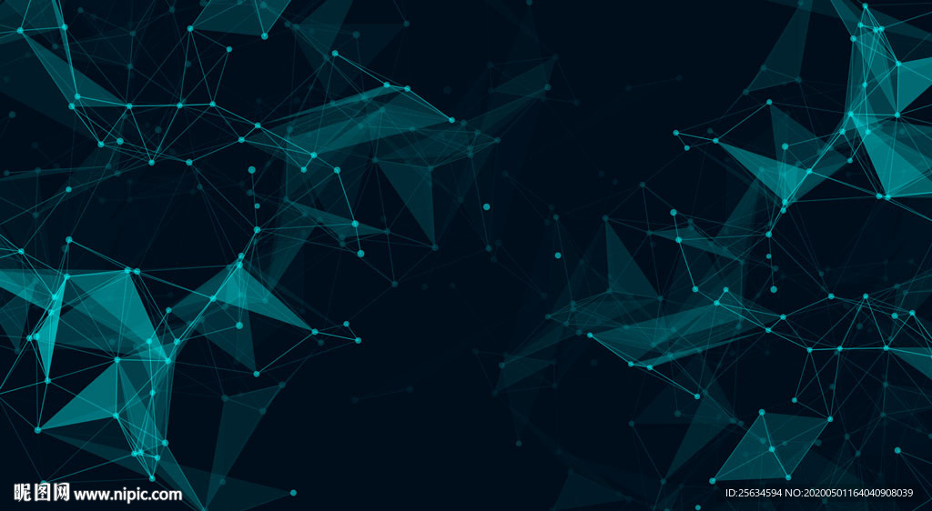 深蓝色科技三角点线面背景