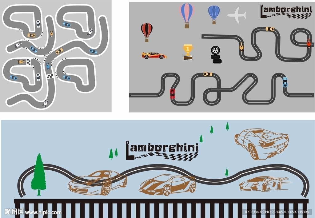 线条 墙裙 车子 赛道 道路