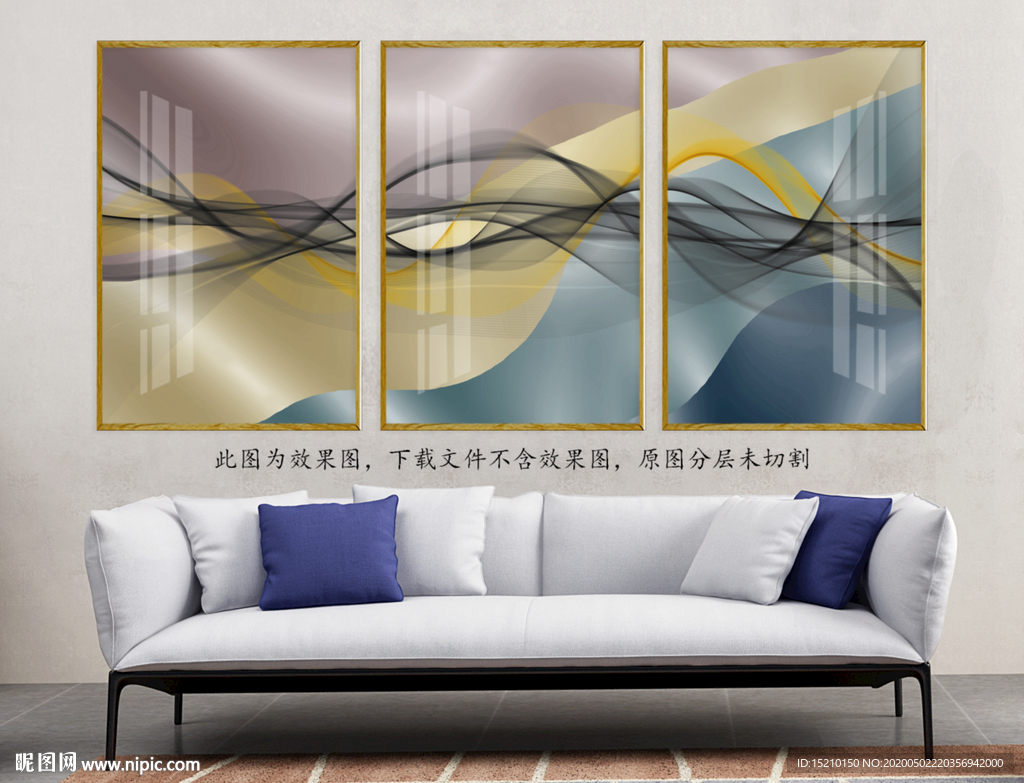 水墨线条客厅装饰画