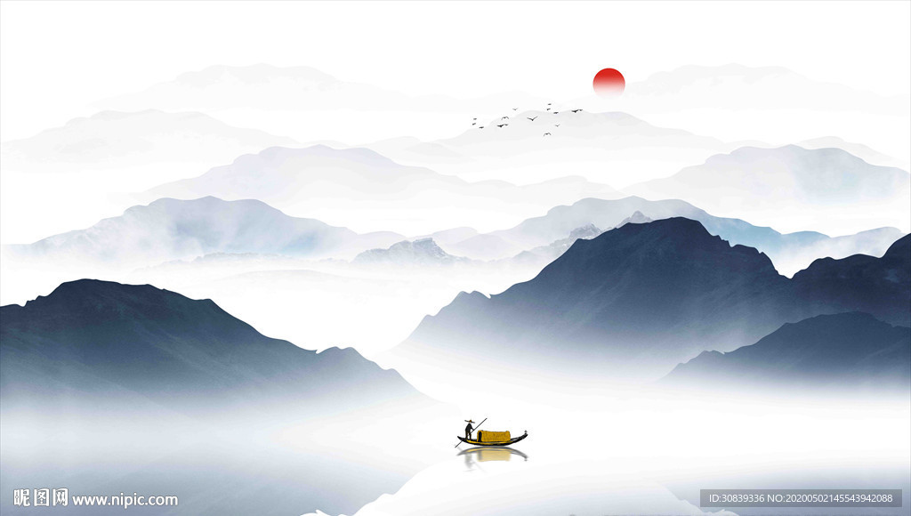 水墨山水背景墙
