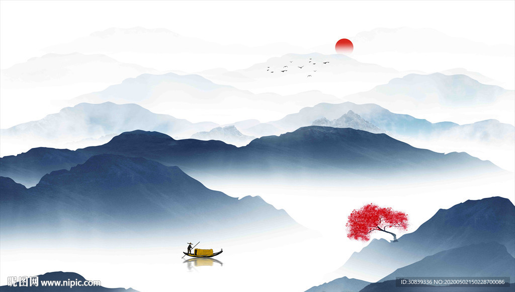 水墨山水背景墙
