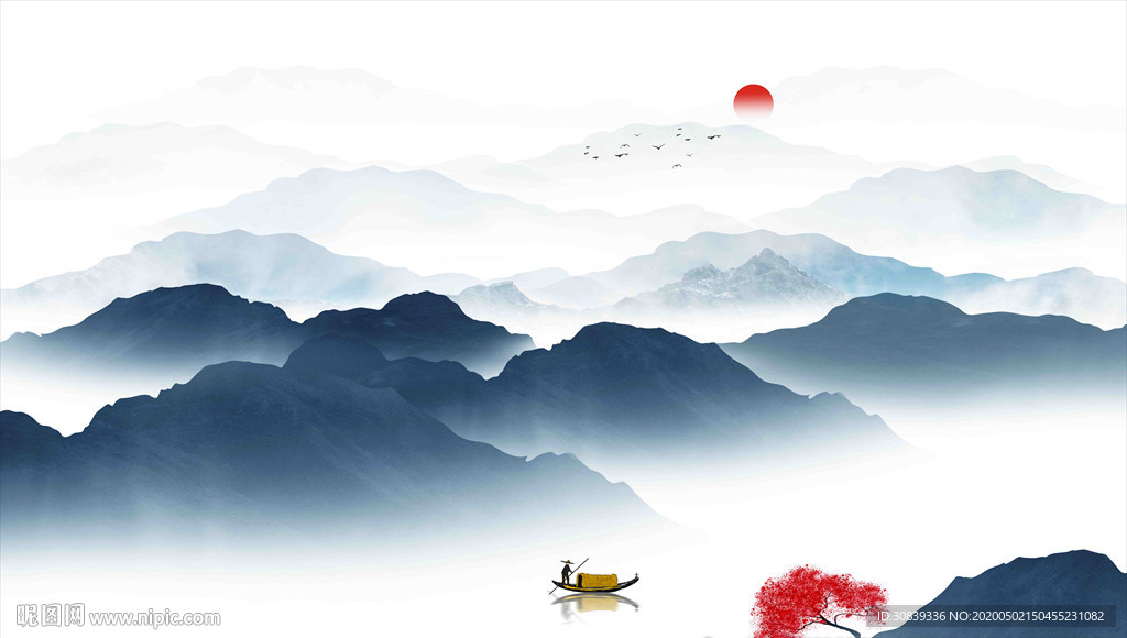 水墨山