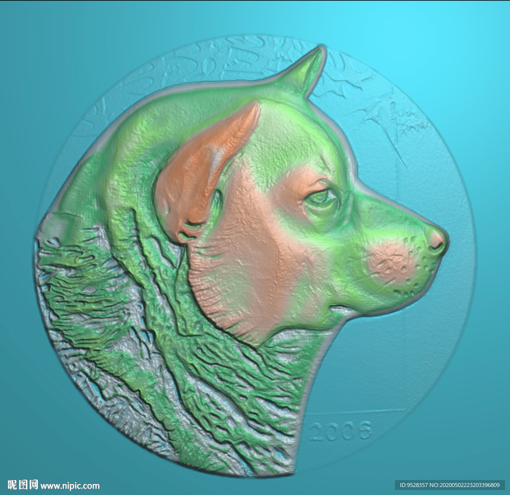 狗   浮雕灰度图