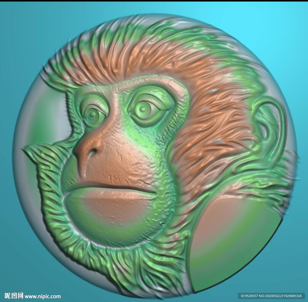 猴  浮雕灰度图