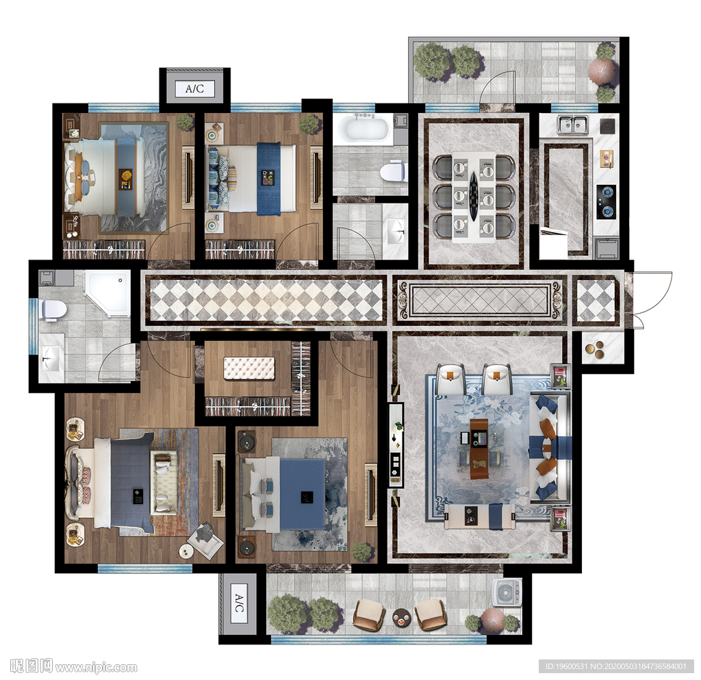 户型图 家配图 彩平图 洋房