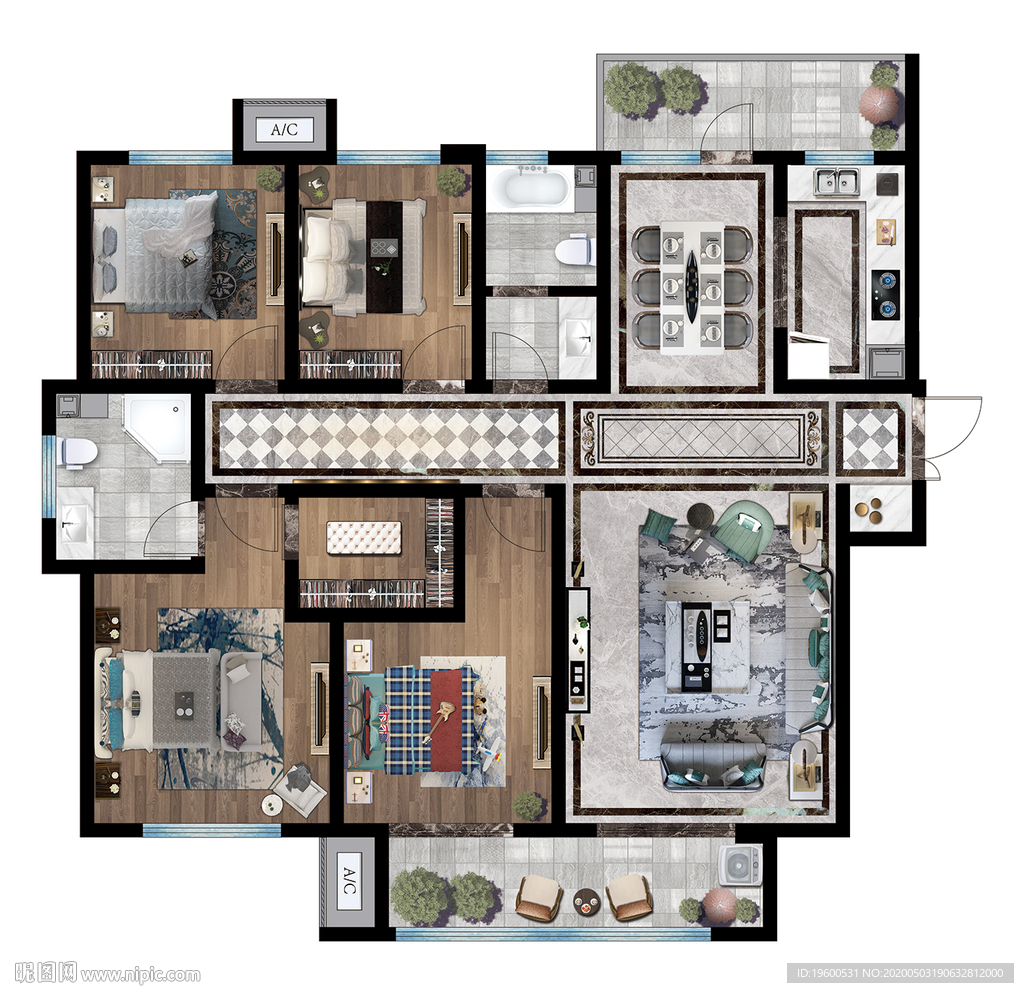 户型图 家配图 彩平图 洋房