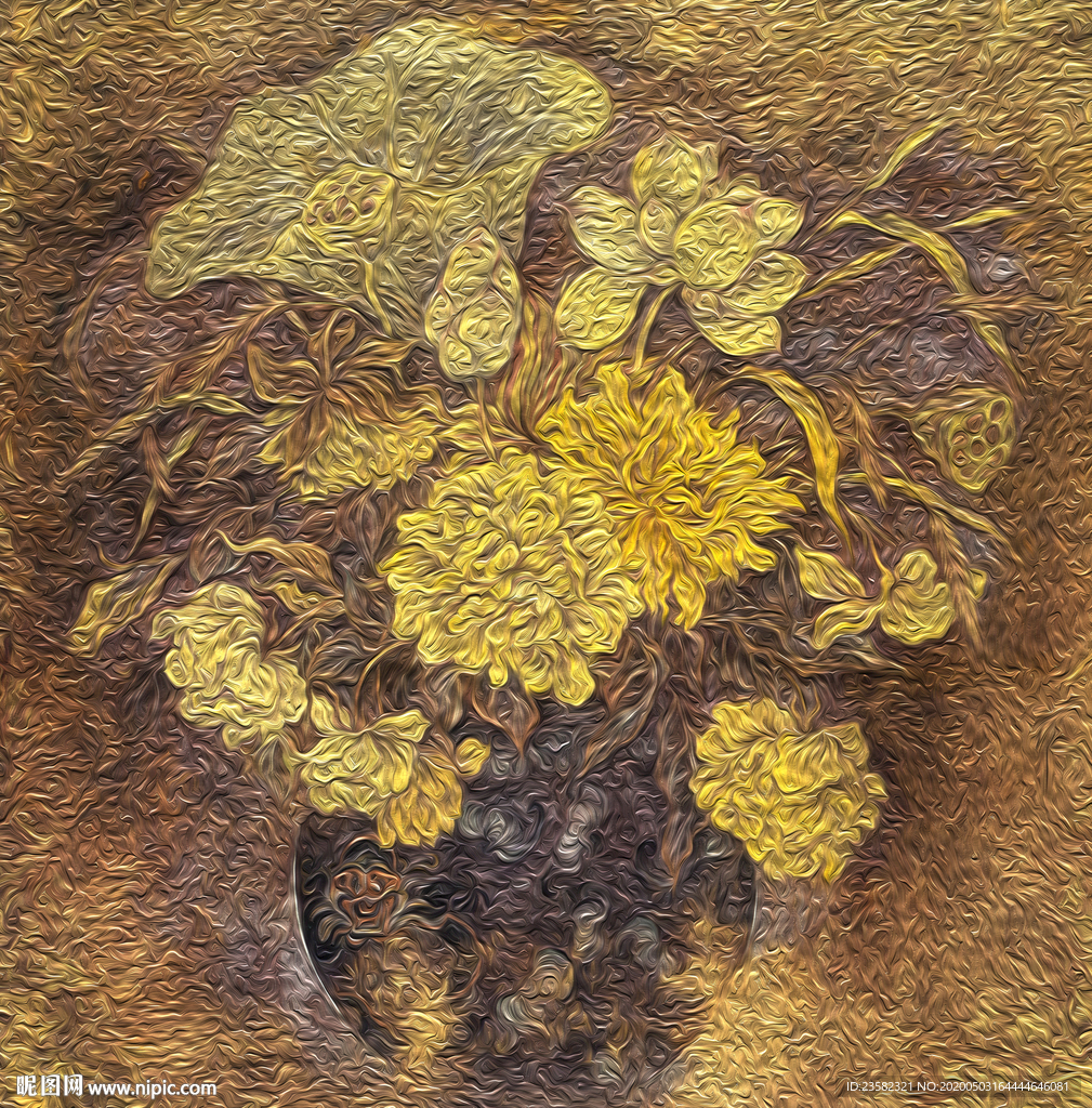 油画花瓶