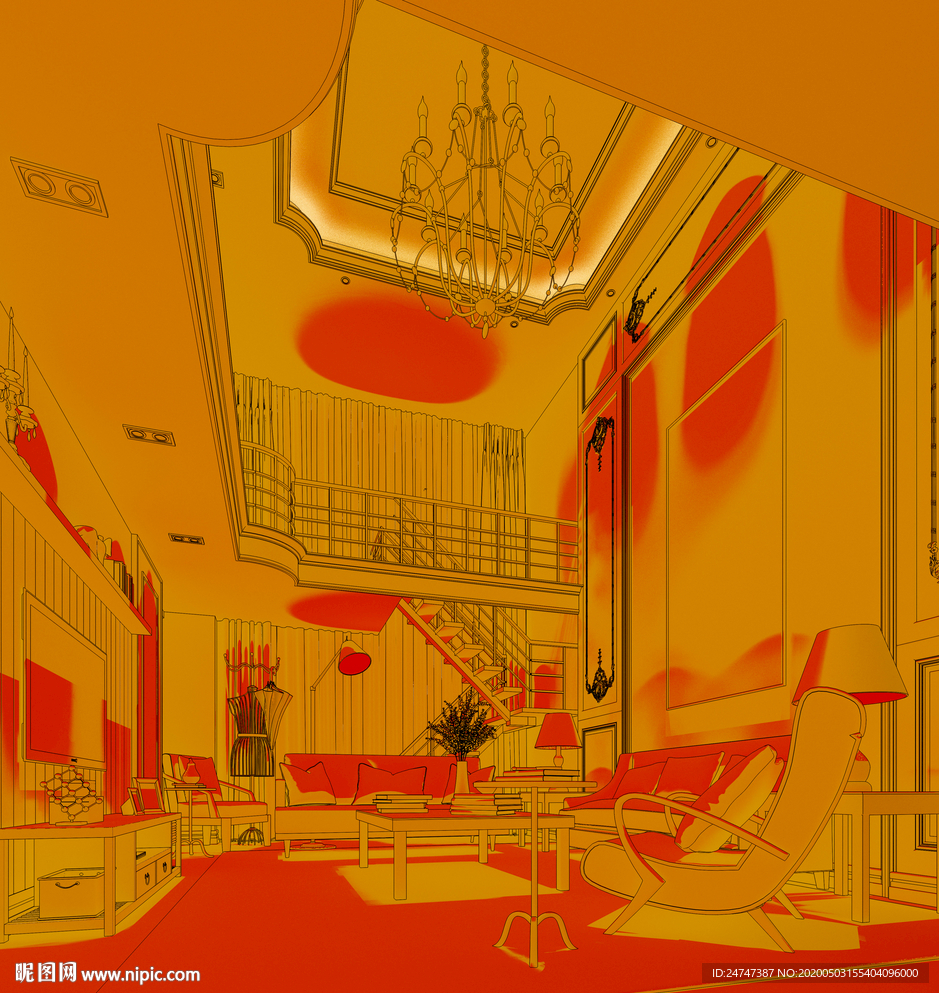 欧式客厅插画