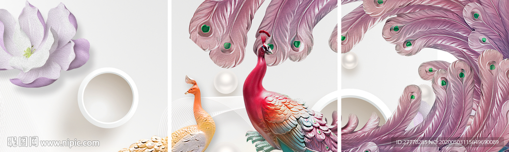 孔雀浮雕背景墙