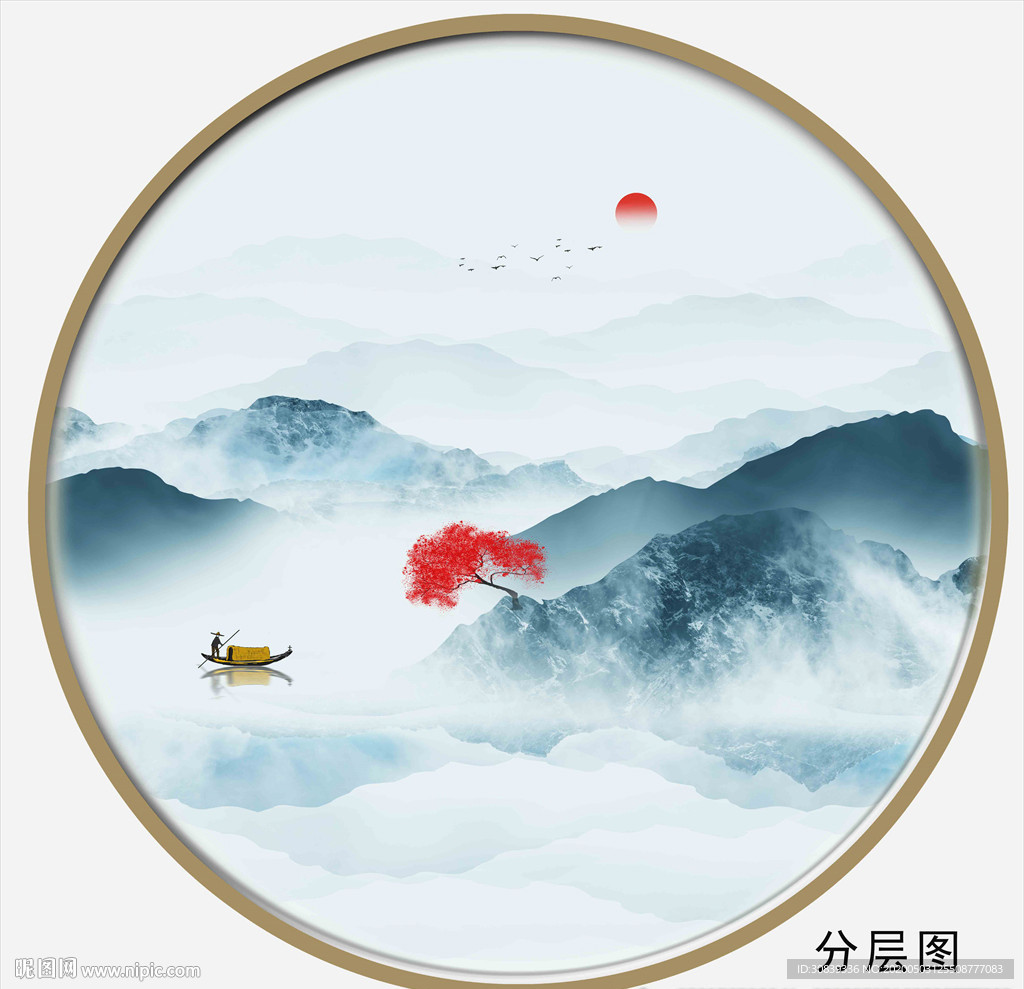圆形山水画