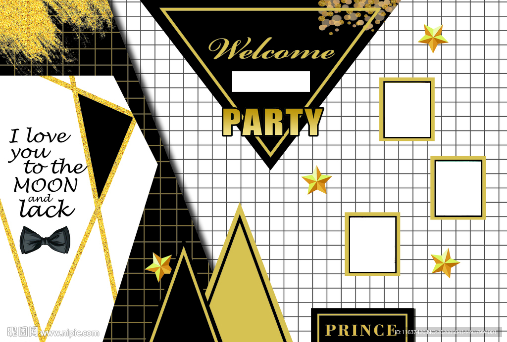 黑金色宝宝生日宴场景布置图片