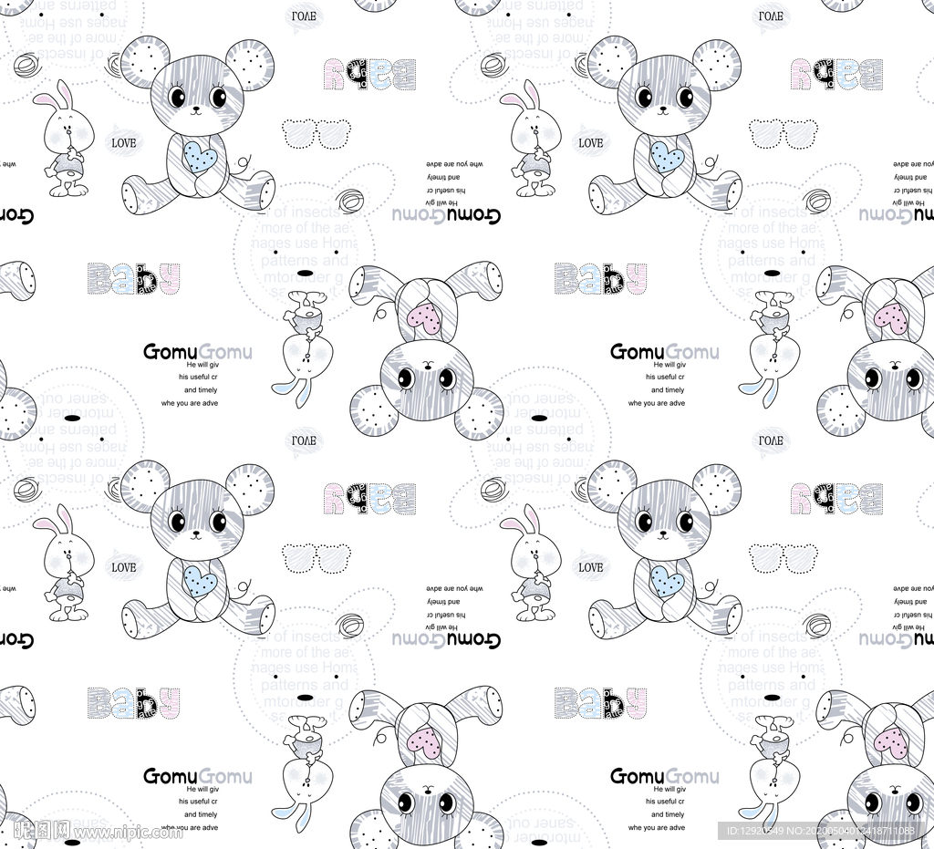 大牌睡衣可爱卡通图案兔子