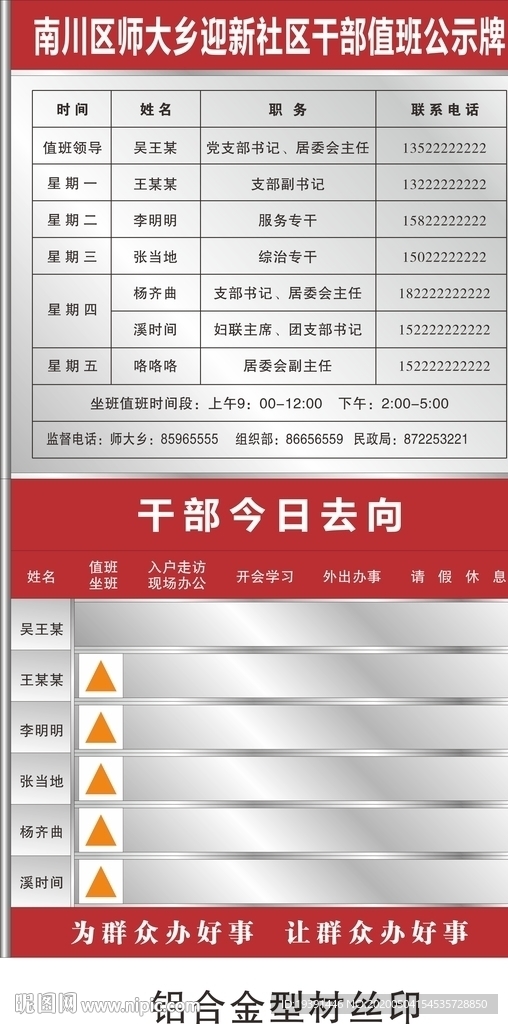 值班牌